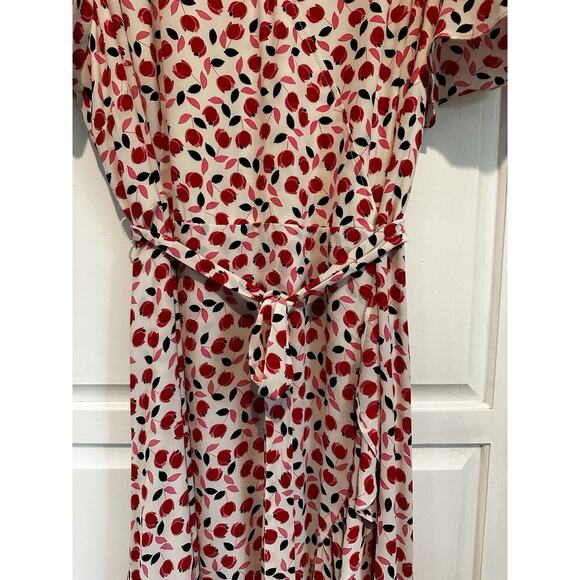 NEW Talbots Plus Cascade Wrap Midi Dress White Red Floral Size 24w Flowy Ruffle - Picture 4 of 10